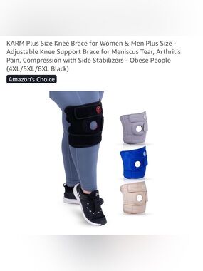 Plus Size Knee Brace with Open Patella Support - Black